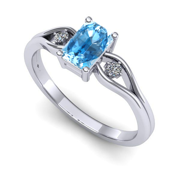 Inel din aur alb cu topaz blue