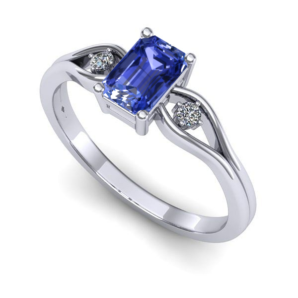 Inel logodna din aur alb cu tanzanit