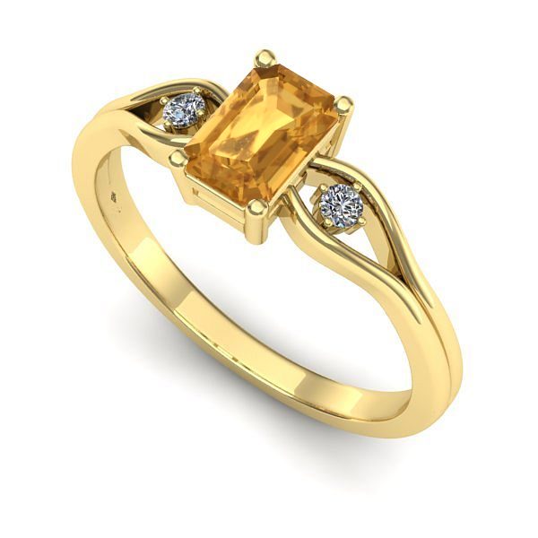 Inel de logodna din aur galben cu citrin