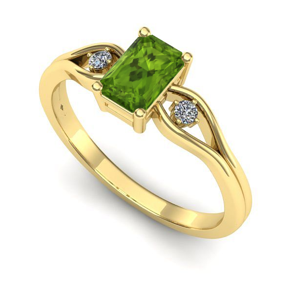 Inel logodna din aur galben cu peridot