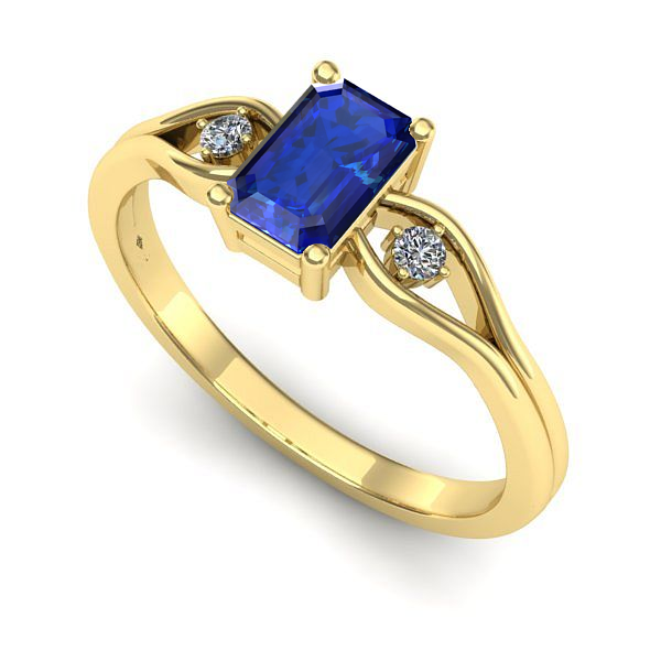 Inel logodna din aur galben cu safir