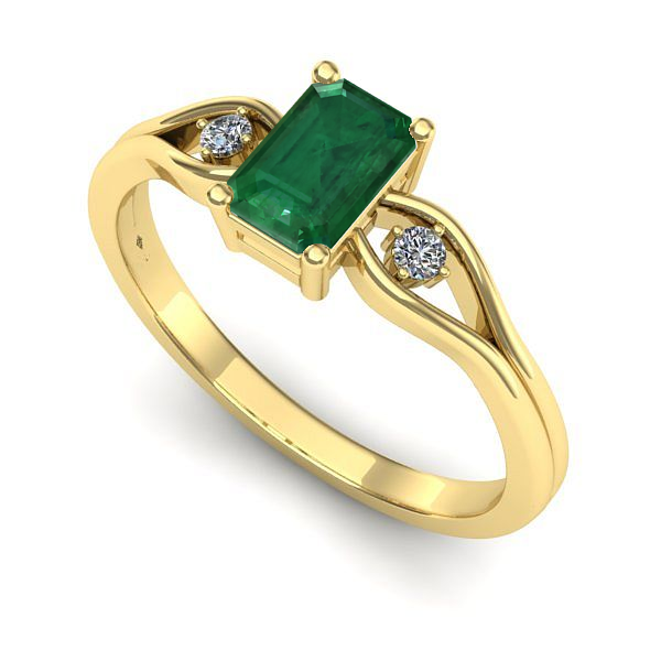 Inel din aur galben cu smarald