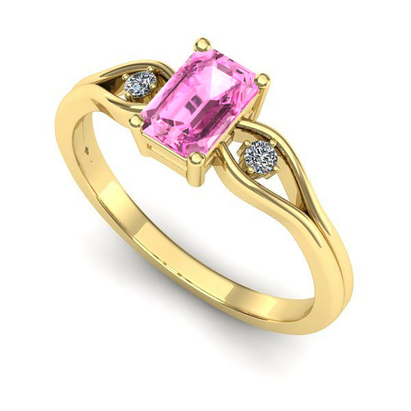 Inel de logodna din aur galben cu safir roz