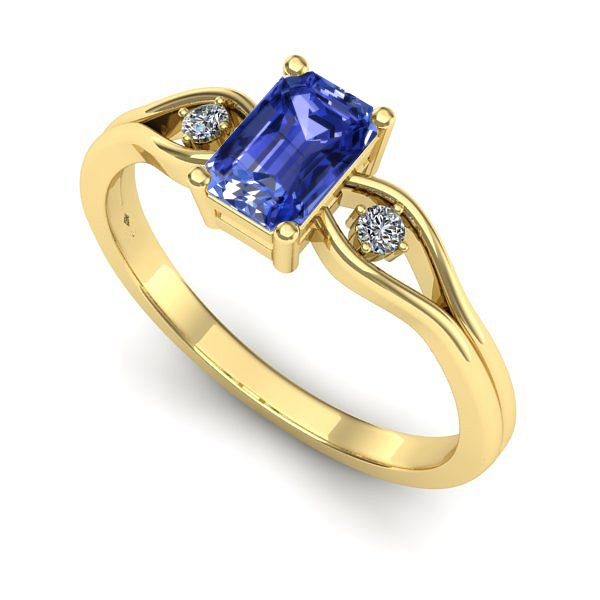 Inel de logodna din aur galben cu tanzanit