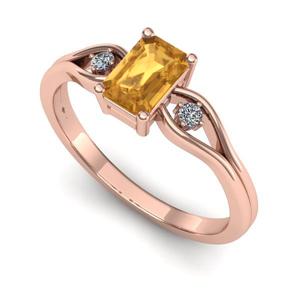Inel logodna din aur roz cu citrin