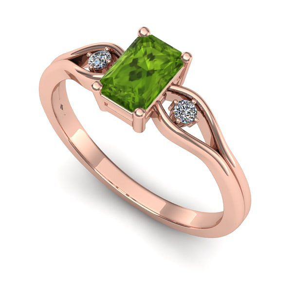 Inel din aur roz cu peridot