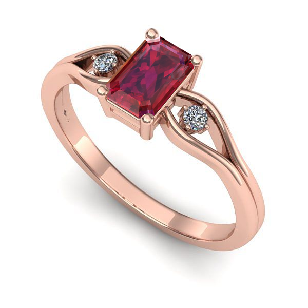 Inel de logodna din aur roz cu rubin