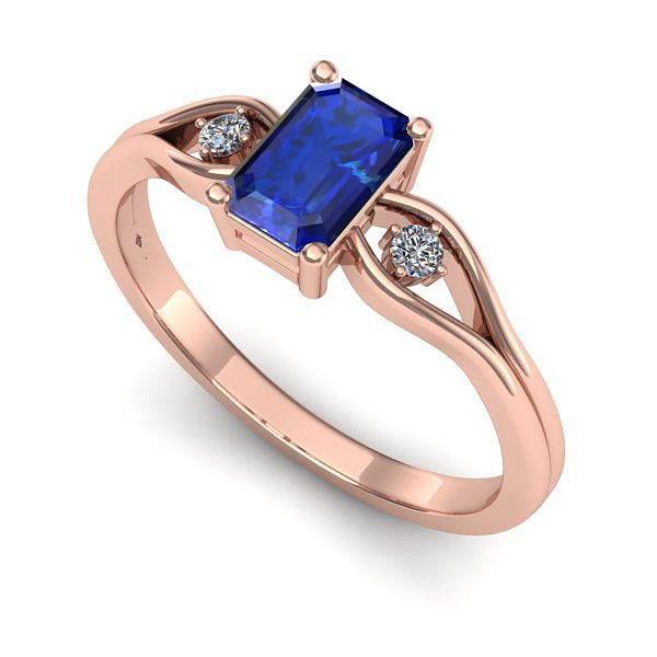 Inel din aur roz cu safir