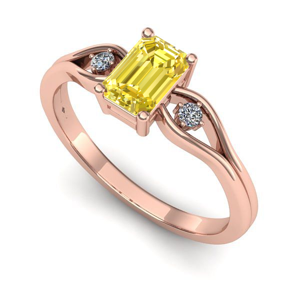 Inel de logodna din aur roz cu safir galben