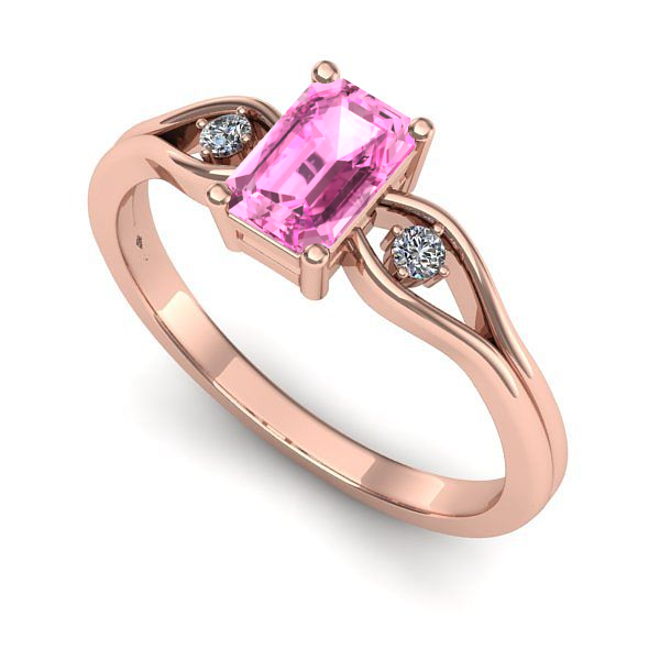 Inel logodna din aur roz cu safir roz