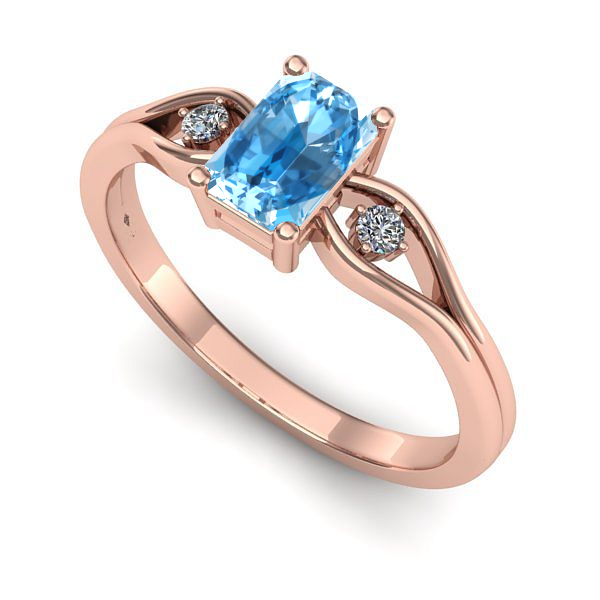 Inel din aur roz cu topaz blue