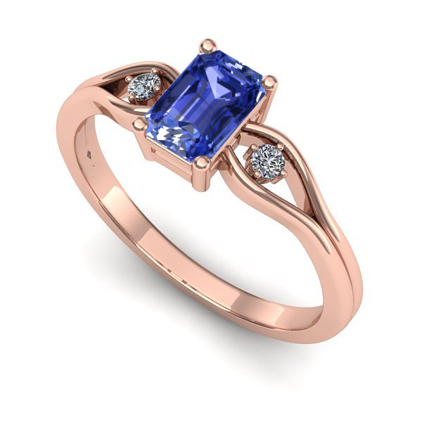 Inel de logodna din aur roz cu tanzanit