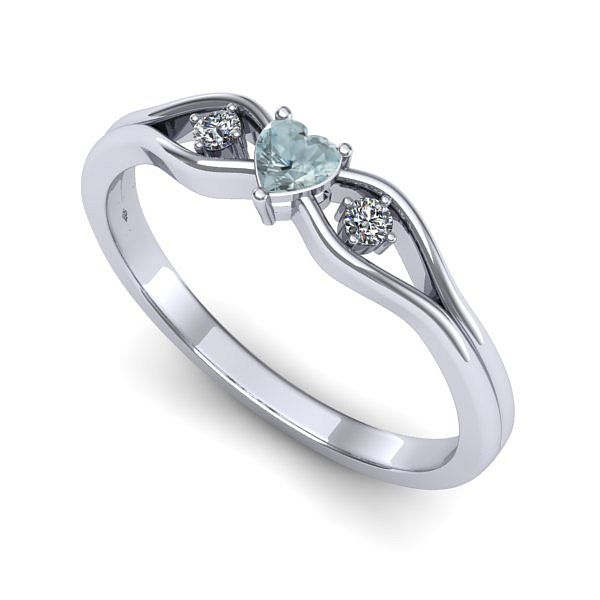 Inel logodna din aur alb cu aquamarin
