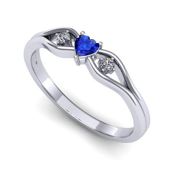 Inel logodna din aur alb cu safir