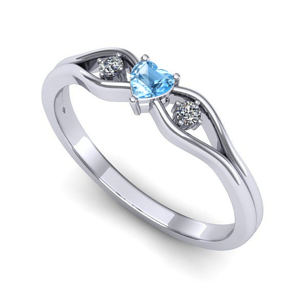 Inel de logodna din aur alb cu topaz blue