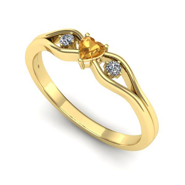 Inel logodna din aur galben cu citrin