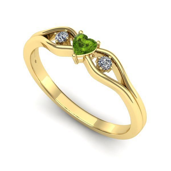Inel logodna din aur galben cu peridot