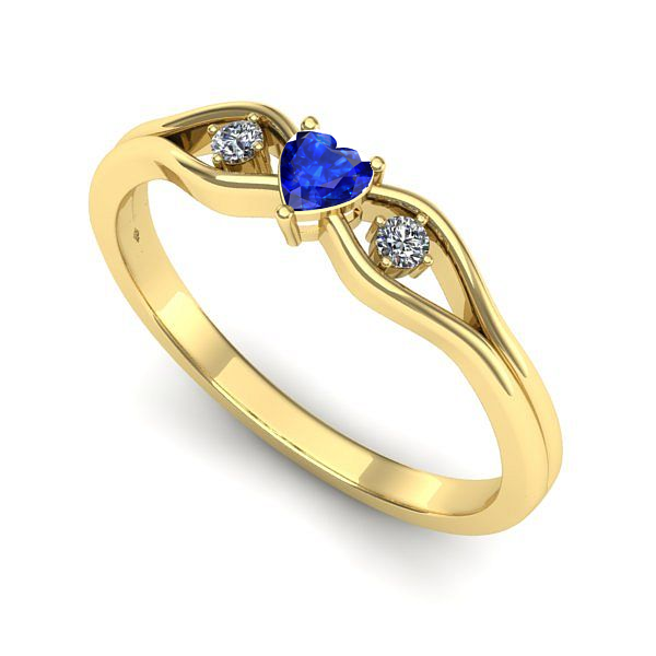 Inel logodna din aur galben cu safir