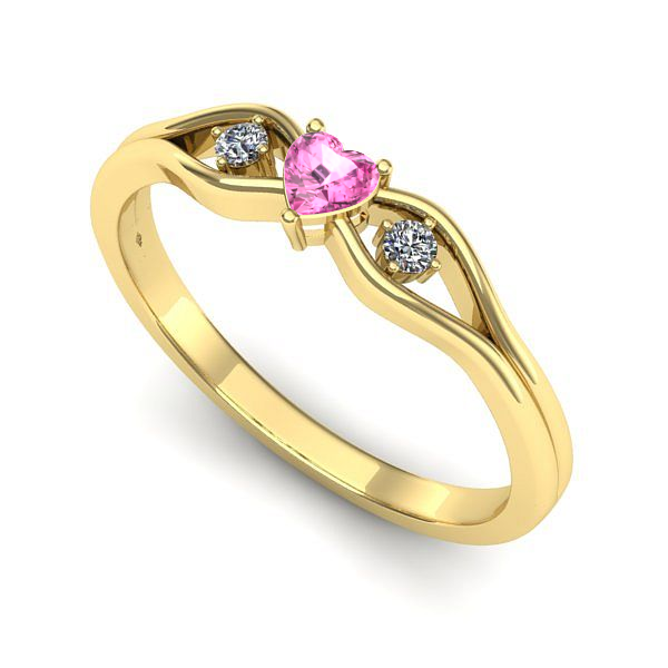 Inel de logodna din aur galben cu safir roz