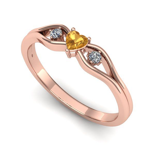 Inel logodna din aur roz cu citrin
