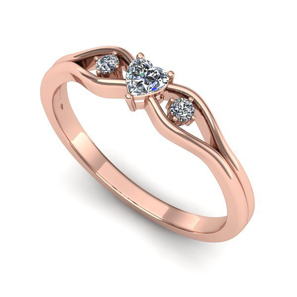 Inel de logodna din aur roz cu diamant