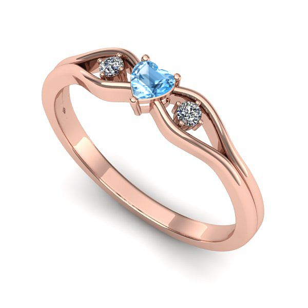 Inel de logodna din aur roz cu topaz blue
