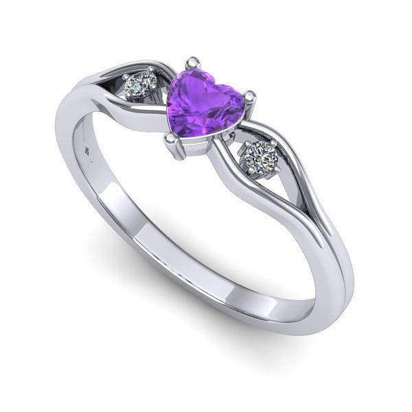 Inel logodna din aur alb cu ametist