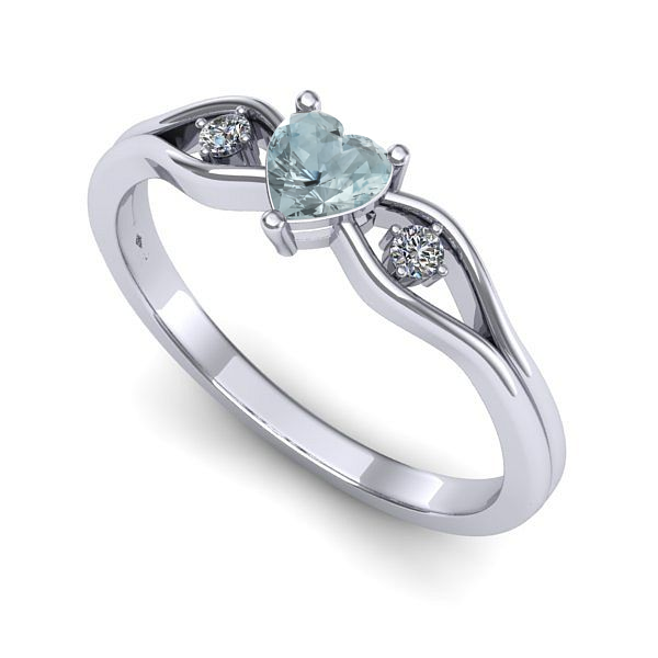 Inel logodna din aur alb cu aquamarin
