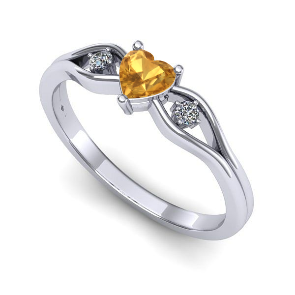 Inel de logodna din aur alb cu citrin