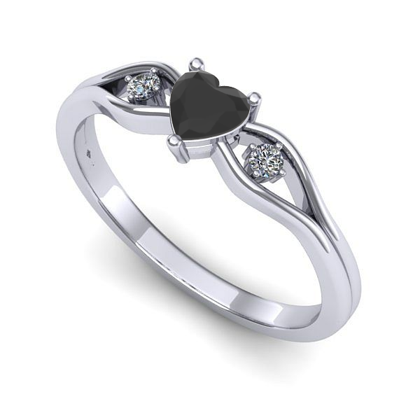 Inel din aur alb cu diamant negru