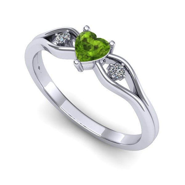 Inel logodna din aur alb cu peridot