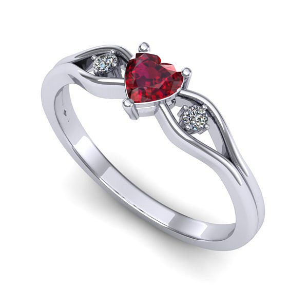 Inel din aur alb cu rubin