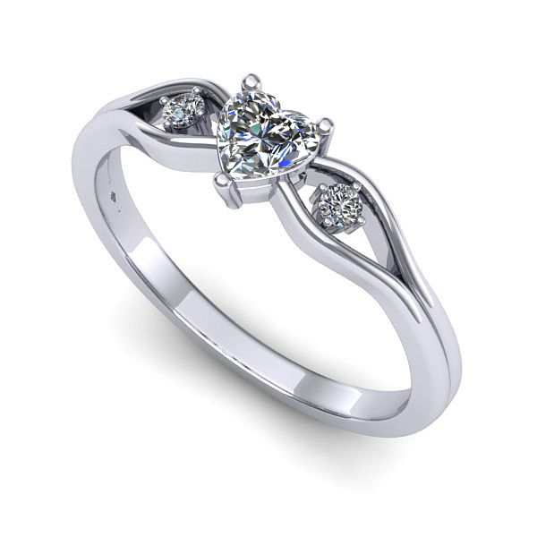 Inel logodna din aur alb cu safir alb