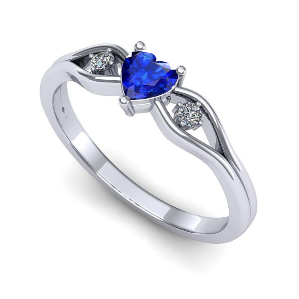 Inel de logodna din aur alb cu safir