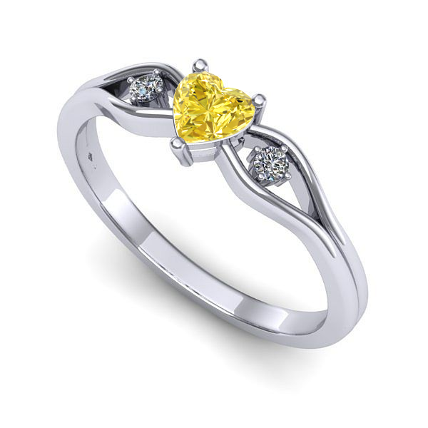 Inel logodna din aur alb cu safir galben