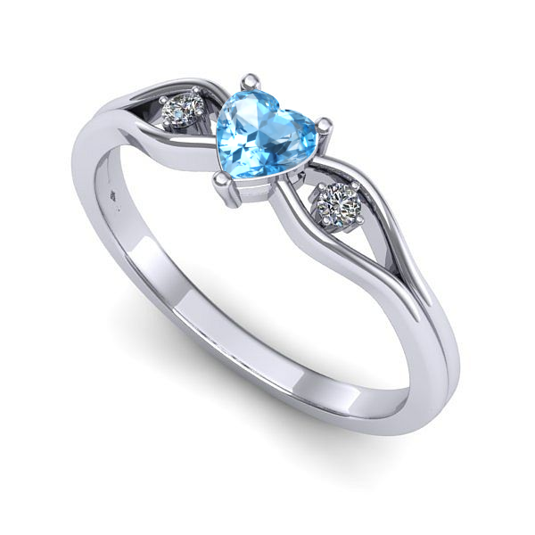 Inel din aur alb cu topaz blue