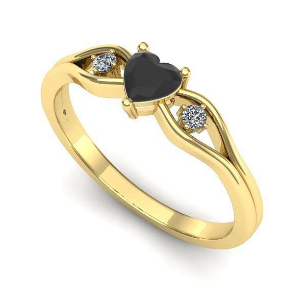 Inel din aur galben cu diamant negru