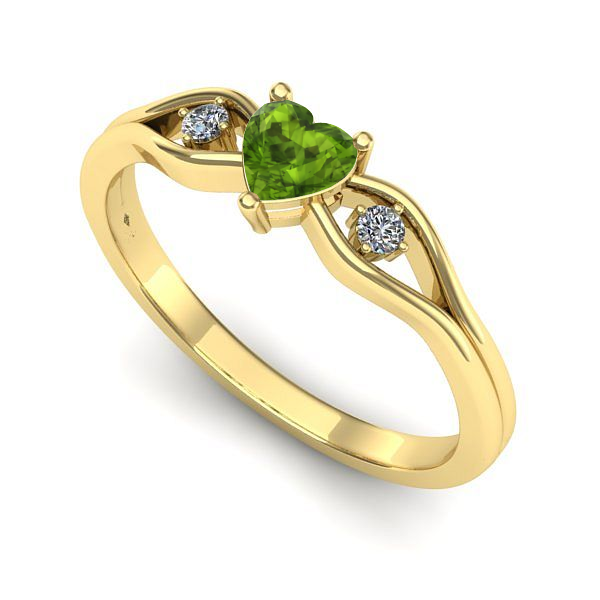 Inel din aur galben cu peridot