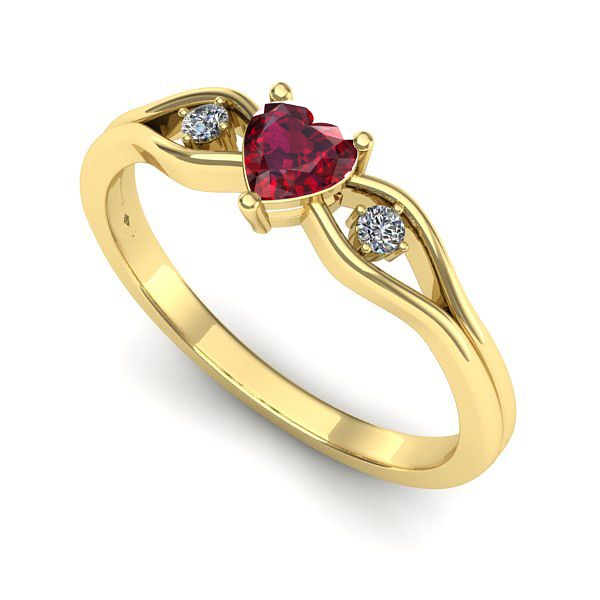 Inel logodna din aur galben cu rubin