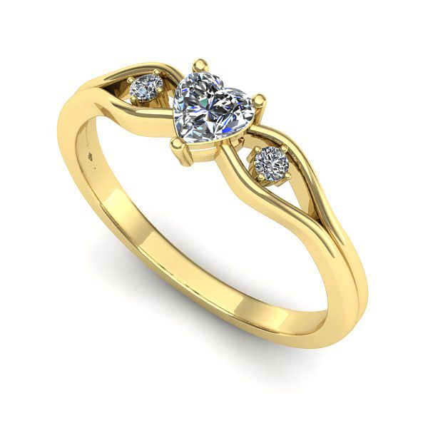 Inel din aur galben cu safir alb