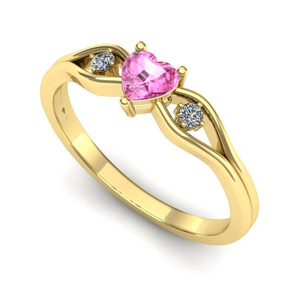 Inel logodna din aur galben cu safir roz