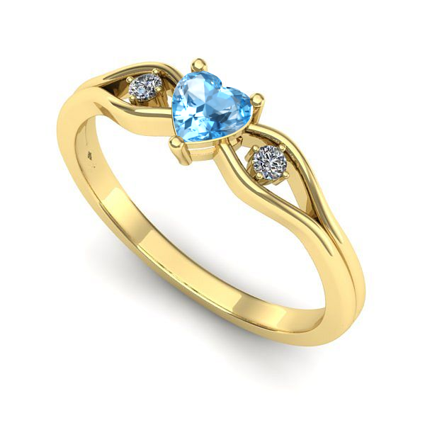 Inel din aur galben cu topaz blue