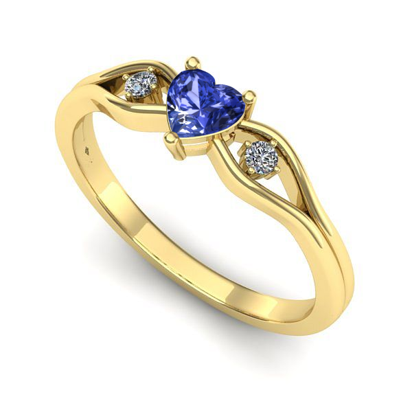 Inel logodna din aur galben cu tanzanit