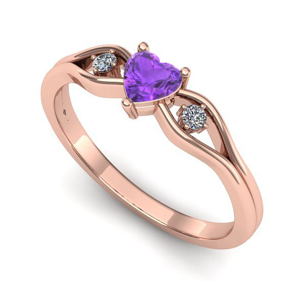 Inel din aur roz cu ametist