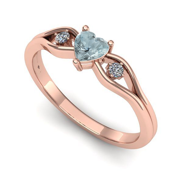 Inel din aur roz cu aquamarin