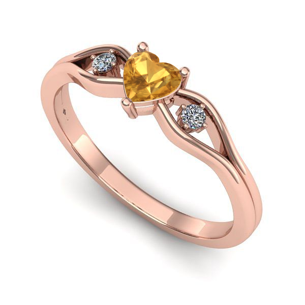 Inel de logodna din aur roz cu citrin
