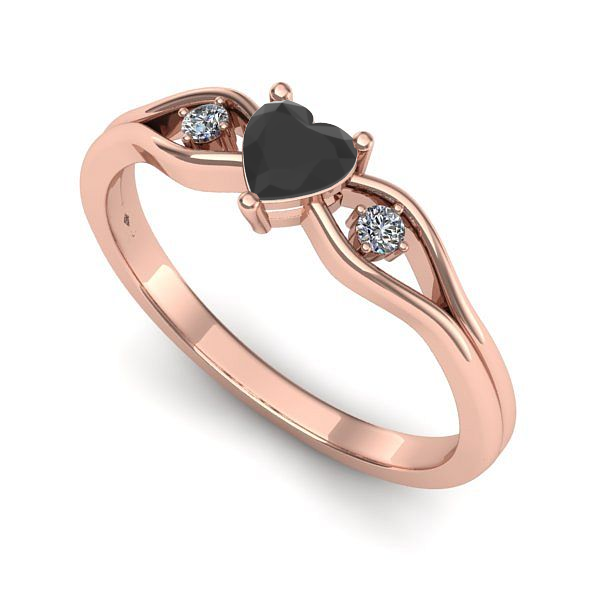 Inel din aur roz cu diamant negru