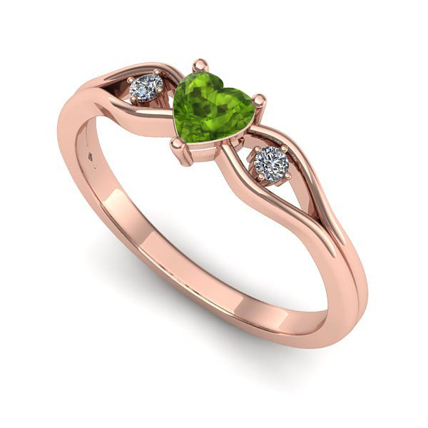 Inel din aur roz cu peridot