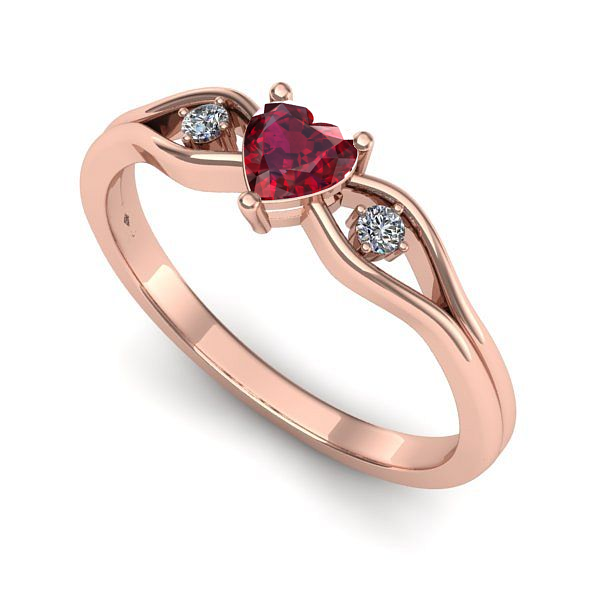Inel din aur roz cu rubin
