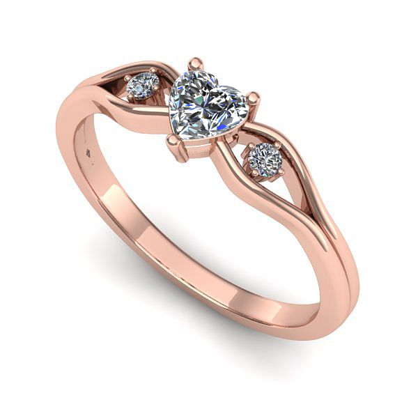 Inel de logodna din aur roz cu safir alb